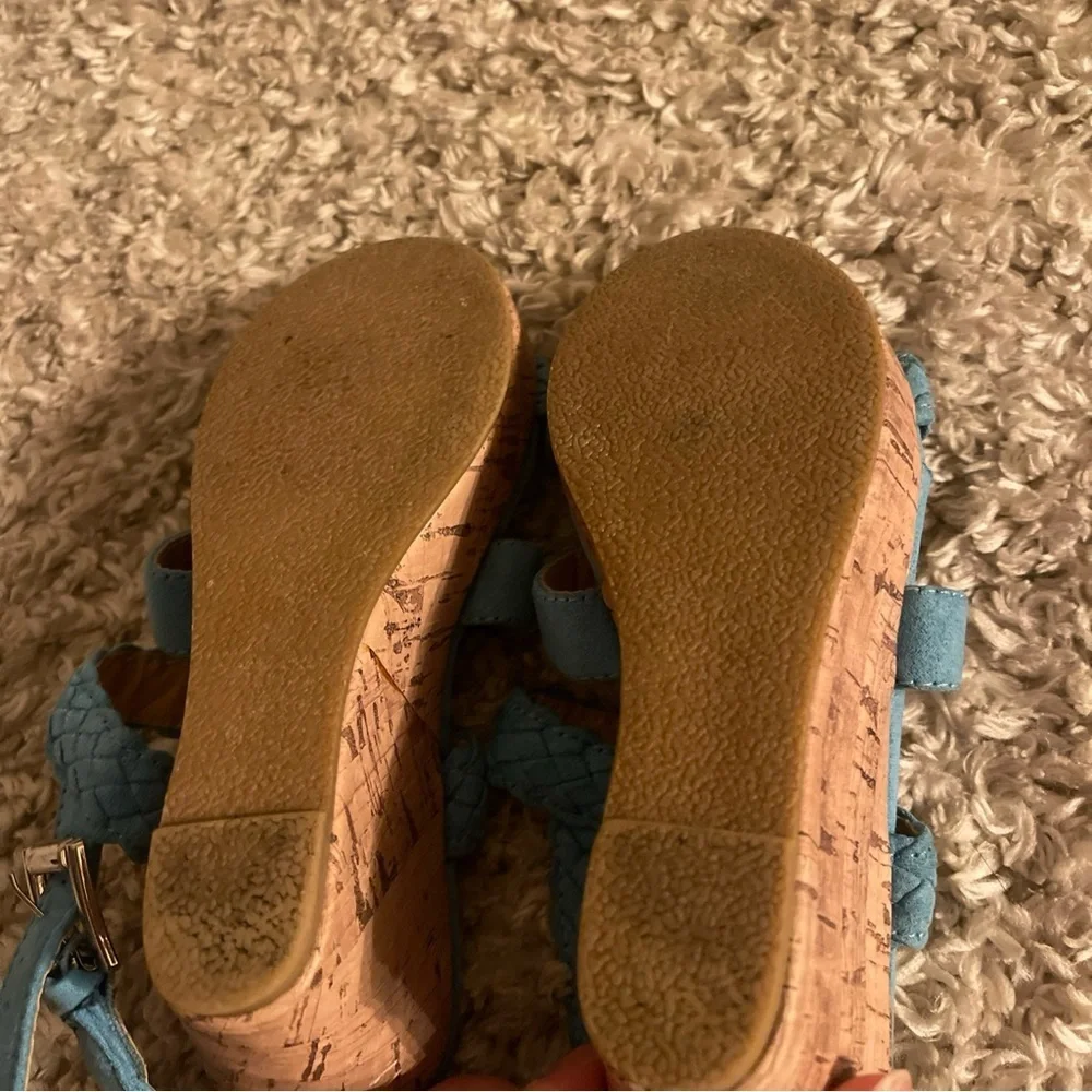 Chase & Chloe Toddler Teal Braided Cork Wedges size 11